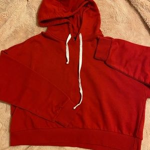 Red Cropped Hoodie